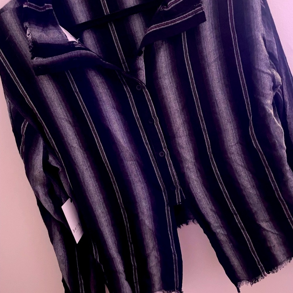 Bella Dahl Black Striped Button Down Shirt